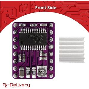 AZDelivery 3 x DRV8825 Stappenmotorstuurmodule met koellichaam, bijv. voor RAMPS 1.4, CNC-Shield, 3D-printer, Prusa Mendel compatibel met Arduino Inclusief E-Book!