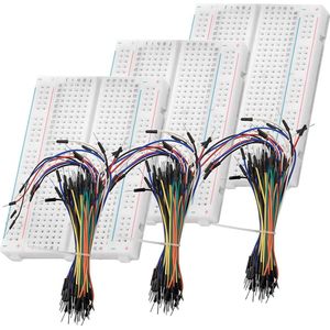 AZDelivery Breadboard Kit - 3 x 65pcs Jumper Draadkabel M2M en 3 x Mini Breadboard 400 pinnen compatibel met Arduino en Raspberry Pi Inclusief E-Book! 1