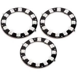 AZDelivery 3 x 5V RGB LED Ring WS2812B 12-Bit Neopixel 50mm compatibel met Arduino Inclusief E-Book!