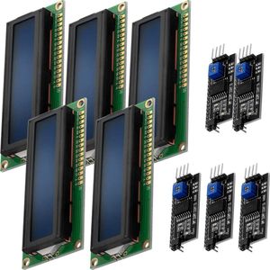 AZDelivery 5 x HD44780 1602 LCD Module Display Bundel met I2C interface 2x16 Karakters compatibel met Arduino Inclusief E-Book! (met Blauwe Achtergrond)