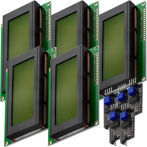 AZDelivery 5 x HD44780 2004 LCD Display Groene Bundel 4x20 Tekens met I2C-Interface compatibel met Arduino Inclusief E-Book!