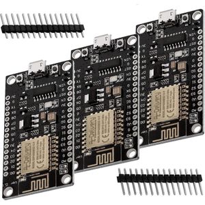 AZDelivery 3 x NodeMCU Lolin V3 Module ESP8266 ESP-12E WIFI Development Board ongesoldeerd compatibel met Arduino Inclusief E-Book!