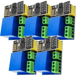 AZDelivery 5 x ESP8266-01S Wlan WiFi-Module 5V met Relais-Adapter (opvolger van ESP01) compatibel met Arduino Inclusief E-Book!