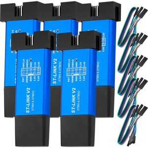 AZDelivery 5 x ST-Link V2 Mini Debugger en Programmeer Emulator voor STM8 en STM32 met Aluminium Behuizing compatibel met Arduino Inclusief E-Book!