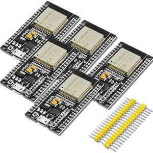 AZDelivery ESP-32 NodeMCU Dev Kit C WiFi CP2102 ESP32-WROOM-32D IoT Module Development Board Ongesoldeerd compatibel met Arduino inclusief E-Book! (Pakket van 5)