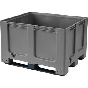 Palletcontainer, van HDPE, l x b x h = 1200 x 1000 x 790 mm, 3 lopers, gesloten, grijs