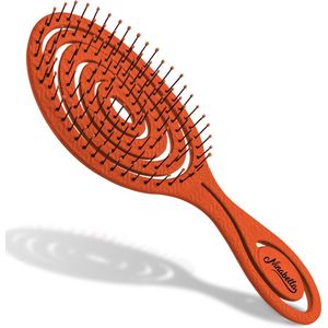Ninabella haarborstel antiklit dames en heren - Spiraalvormige anti klit borstel - Detangler brush - Stijlborstel krullen of steil haar - Oranjerood