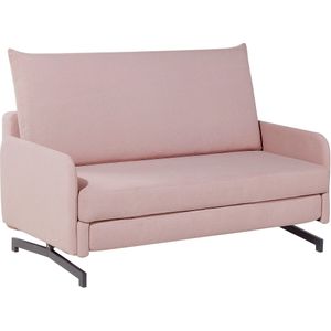 Beliani BELFAST - Roze Polyester Slaapbank: Elegant en Comfortabel | Trendy Rozetint | Compact en Multifunctioneel | 2-Persoons Slaapfunctie