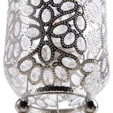 Staande lamp zilver metaal 70 cm met kristallen acryl glas kolomvormig bloemmotief glamoureus
