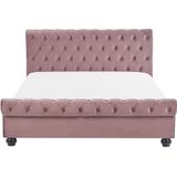 AVALLON - Tweepersoonsbed - Roze - 160 X 200 cm - Fluweel