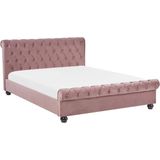 AVALLON - Tweepersoonsbed - Roze - 160 X 200 cm - Fluweel