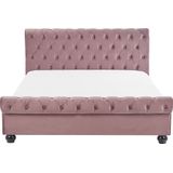 AVALLON - Tweepersoonsbed - Roze - 160 X 200 cm - Fluweel