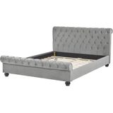 Beliani AVALLON  - Tweepersoonsbed - Grijs - 160 x 200 cm - Fluweel