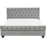 Beliani AVALLON  - Tweepersoonsbed - Grijs - 160 x 200 cm - Fluweel