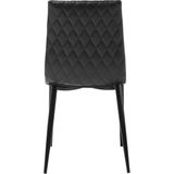 Set van 2 eetkamer stoelen zwart kunstleer gestikt rugleuning zwart poten vintage ontwerp