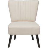 Fauteuil beige armloze accent stoel armloze verticale tufting houten poten