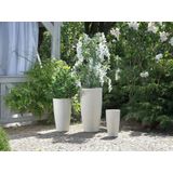 Bloempot beige steen hoog plantenbak 75 x 39 cm modern minimalistisch binnen buiten decor accessoire
