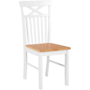 Praktische set van 2 stoelen Bruin/Wit Rubberhout Rustieke Stijl
