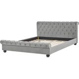 AVALLON - Tweepersoonsbed - Grijs - 180 x 200 cm - Fluweel