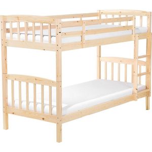 Dubbel bankbed licht grenenhout EU eenpersoonsmaat 90x200 cm hoogslaper kinderen kinderslaapkamer