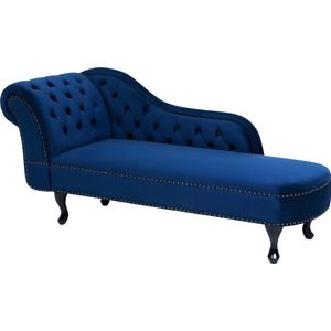 NIMES - Chaise longue - Blauw - Linkerzijde - Fluweel