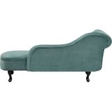 Beliani NIMES - Chaise longue Groen Fluweel | Tijdloze en comfortabele Recamiere