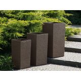 Plantenbak zwart 35 x 35 x 70 cm gemaakt van gemengde steen en polyresin vierkant modern design