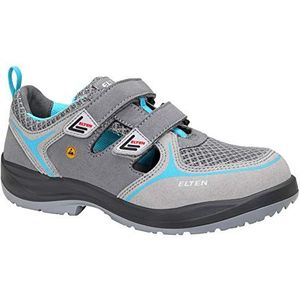 ELTEN MILA aqua Easy ESD S1, veiligheidsschoenen, dames, textiel, stalen neus, licht, sportief, grijs/turquoise, maat: 39