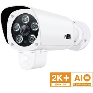 INSTAR IN-9408 2K+ wit - LAN/WLAN bewakingscamera met kunstmatige intelligentie - weerbestendige buitencamera - 2.4GHz en 5GHz WLAN - WPA3 - HomeKit - PIR - Bewegingsdetectie - Groothoek - RTSP