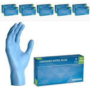ARNOMED wegwerphandschoenen blauw M, nitril handschoenen 1000 stuks (10 dozen), poedervrij & latexvrije handschoenen, wegwerphandschoen in XS-XXL, wegwerp handschoenen, wegwerp handschoen