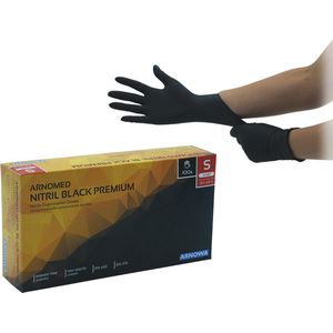 ARNOMED wegwerphandschoenen zwart, nitril handschoenen M, 1000 stuks, poedervrij & latexvrij, verkrijgbaar in maat XS, S, M, L, XL & XXL