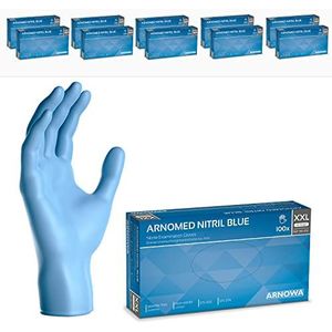 ARNOMED wegwerphandschoenen blauw XXL, nitril handschoenen 900 stuks (10 dozen), poedervrij & latexvrije handschoenen, wegwerphandschoen in XS-XXL, wegwerp handschoenen, wegwerp handschoen