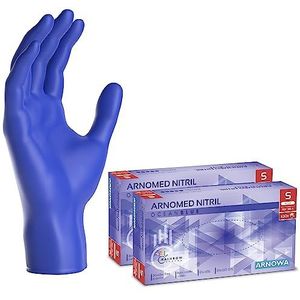 ARNOMED wegwerphandschoenen donkerblauw, wegwerphandschoenen S, nitril handschoenen met 200 stuks per doos, poedervrij, latexvrije rubber handschoenen, verkrijgbaar in S, M, L & XL