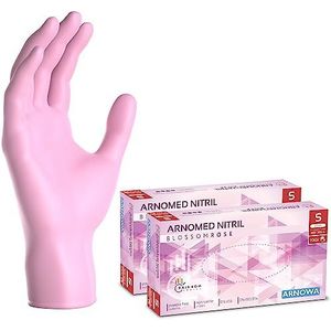 ARNOMED wegwerphandschoenen roze, wegwerphandschoenen S, nitril handschoenen met 200 stuks per doos, poedervrij, latexvrije rubber handschoenen, verkrijgbaar in S, M, L & XL