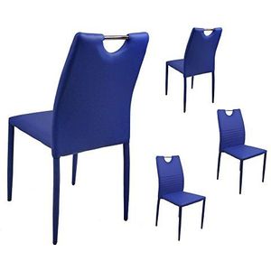 furnTastic Xenia stapelstoel, 4-delige set, lederlook, donkerblauw