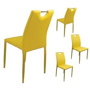 furnTastic Xenia stapelstoel, set van 4, lederlook, geel