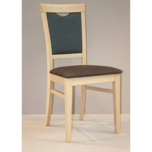 furnTastic Nora stoel met vier poten, set van 2, hout/stof turquoise-zilver/bruin één maat