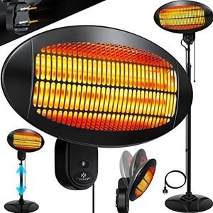 KESSER® Infraroodverwarming 2000 Watt ✓ Infrarood ✓ Standkachel ✓ Patio Verwarmer ✓ Terras ✓ Straler ✓ In hoogte verstelbaar ✓ Kwartsstraler ✓ Binnen - Buiten ✓ Tafelmodel Straler