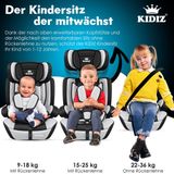 Kidiz - Autokindersitz Kindersitz Kinderautositz Autositz Sitzschale 9 kg - 36 kg 1-12 Jahre Gruppe 1/2 / 3 universal zugelassen nach ece R129/03 Grau