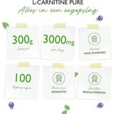L-Carnitine Puur - 300 g puur poeder zonder toevoegingen - 100% L-Carnitine Tartraat - 100 porties met 3000 mg Carnitine Poeder - Veganistisch - Hoge Dosis