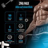 ZMA MAX - Capsules - 180 Stuks - Veganistisch - Magnesium + Zink + Vitamine B6