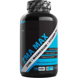 ZMA MAX - 180 Capsules - Zink + Magnesium + Vitamine B6 - Premium: Met 3 Magnesiumverbindingen - Extra Hoge Dosis - Veganistisch