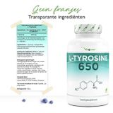 L-Tyrosine - 240 veganistische capsules - 1300 mg per dagelijkse portie - 4 maanden levering - Zuiver aminozuur uit plantaardige fermentatie - Veganistisch - Hoog gedoseerd