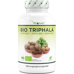 Biologische Triphala - 365 capsules - Hoog gedoseerd met 500 mg per capsule - Hoogwaardige grondstof uit India - Gecertificeerde biologische kwaliteit - Zonder ongewenste toevoegingen - Veganistisch - Vit4ever