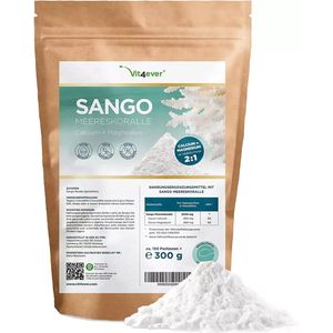 Sango Zeekoraal - 300 g poeder - Natuurlijke bron van calcium (20%) & magnesium (10%) in de lichaamseigen verhouding van 2:1 - Laboratoriumonderzoek - Geen additieven - Brievenbus pakket - Vit4ever