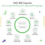 NAC - N-Acetyl L-CysteÃ¯ne 180 capsules met elk 800 mg - 6 maanden voorraad - Veganistisch - Hooggedoseerd - Topkwaliteit