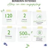 Berberin HCL extract - 120 capsules van 500 mg - natuurlijke berine + zwart peperextract - getest in laboratorium - hoge dosis - veganistisch - premium kwaliteit