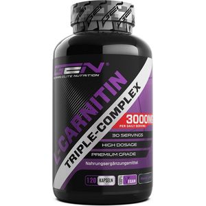 L-Carnitine Triple Complex - 3000 mg per dagelijkse portie - Premium: Complex van acetyl-l-carnitine, L-Carnitinetartraat & Carnitinefumaraat - 120 Capsules - Hoge Dosis - Veganistisch