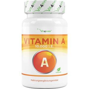 Vitamine A - 10.000 IE/IU (250 µg/mcg) - 240 tabletten - Retinylacetaat - Zonder ongewenste toevoegingen - Hooggedoseerd - Veganistisch | Vit4ever