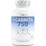 L-Carnitine - 180 veganistische capsules - Hoog gedoseerd met 3000 mg per dagelijkse portie - Premium: 100% L-Carnitine Tartraat zonder toevoegingen - Veganistisch Vit4ever